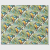 Papier Cadeau Aquarelle Style mignonne perroquets en amour (Plat)