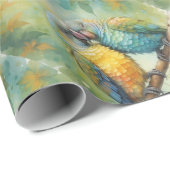 Papier Cadeau Aquarelle Style mignonne perroquets en amour (Coin rond)