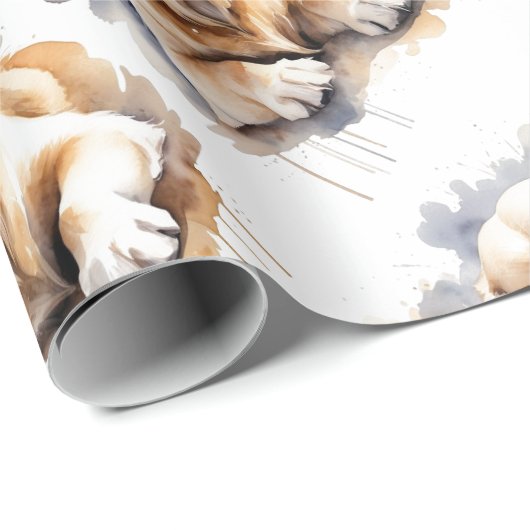 Papier Cadeau Aquarelle Style Penguin Oiseau sauvage Art (Coin rond)