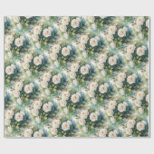 Papier Cadeau Aquarelle Style Roses blanches Fleur du jardin (Plat)