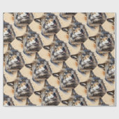 Papier Cadeau Aquarelle Style Wolf Wolf Animal Nature Art (Plat)