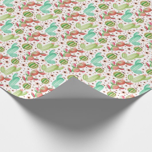 Papier Cadeau Aquarelle succulents, cactus sans couture motif. (Coin)