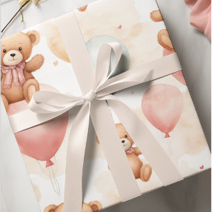 Papier Cadeau Aquarelle Teddy Bear Hot Air Ballots
