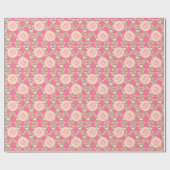 Papier Cadeau Aquarelle Teddy Bear Premier Anniversaire rose (Plat)