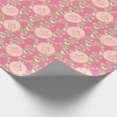 Papier Cadeau Aquarelle Teddy Bear Premier Anniversaire rose (Coin)