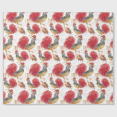 Papier Cadeau Aquarelle Thanksgiving Rooster peint à la main (Plat)