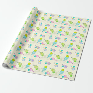Papier Cadeau Aquarelle Thème Pickleball Fête d'anniversaire