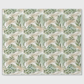 Papier Cadeau Aquarelle Tige vert Parties scintillant or Eucalyp (Plat)