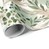 Papier Cadeau Aquarelle Tige vert Parties scintillant or Eucalyp (Coin rond)