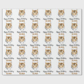 Papier Cadeau Aquarelle Tiger Head Animal Joyeux Anniversaire (Plat)