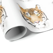 Papier Cadeau Aquarelle Tigre Tête Animal (Coin rond)