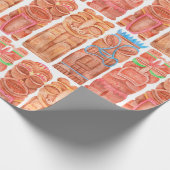 Papier Cadeau Aquarelle tiki hawaii totem sans couture motif (Coin)