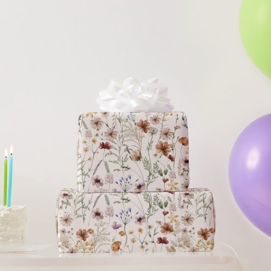 Papier Cadeau Aquarelle Tiny Bloom Boho Motif Floral (Cadeaux de fête)