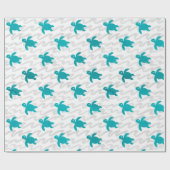 Papier Cadeau Aquarelle Tortue marine Shibori Wave (Plat)