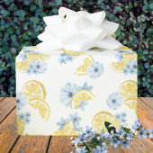 Papier Cadeau Aquarelle Tranches de Citrons et Fleurs