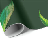 Papier Cadeau Aquarelle transparente agrumes et pattes feuilles (Coin rond)