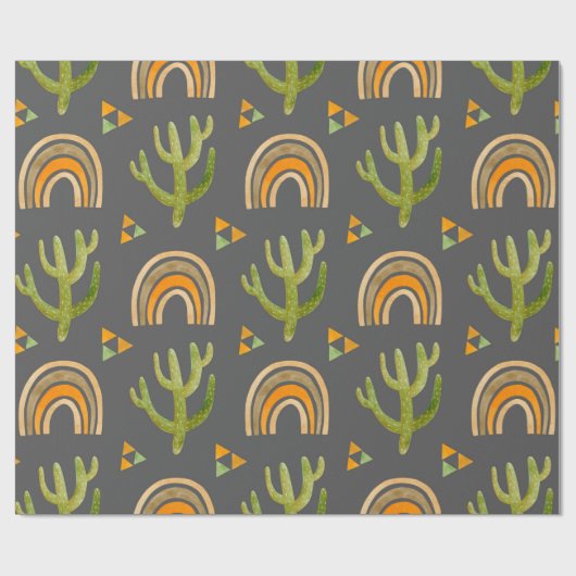 Papier Cadeau Aquarelle transparente motif avec arc-en-ciel et c (Plat)