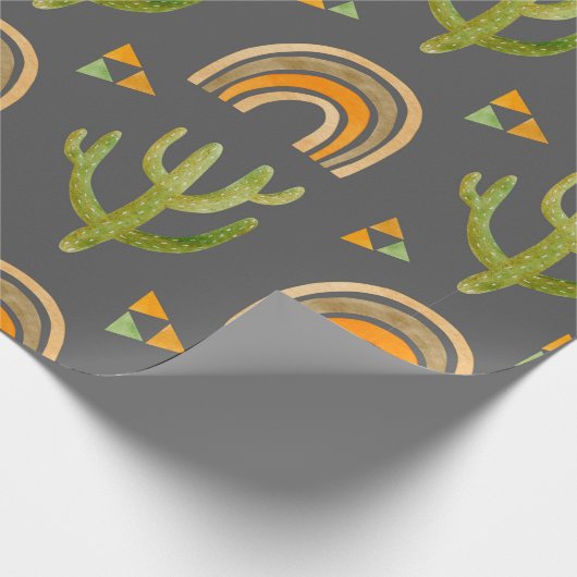 Papier Cadeau Aquarelle transparente motif avec arc-en-ciel et c (Coin)