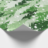 Papier Cadeau Aquarelle transparente motif avec pins verts (Coin)