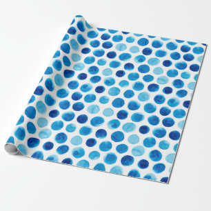 Papier Cadeau Aquarelle transparente motif avec pois bleus