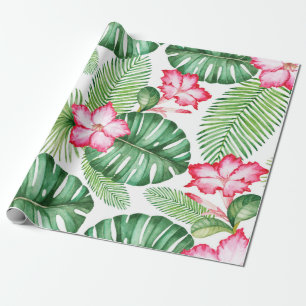 Papier Cadeau Aquarelle transparente motif tropical
