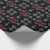 Papier Cadeau Aquarelle transparente rouge roses fleurs blanc ou (Coin)