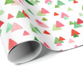 Papier Cadeau Aquarelle Triangle Confetti de Noël (Coin rond)
