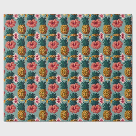 Papier Cadeau Aquarelle tropicale ananas Motif sans couture (Plat)