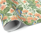 Papier Cadeau Aquarelle tropicale de la Jungle de Macaw (Coin rond)