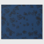 Papier Cadeau Aquarelle tropicale feuilles noirs (Plat)