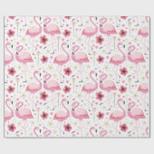 Papier Cadeau Aquarelle tropicale Flamingo rose pâle (Plat)