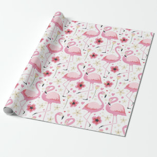 Papier Cadeau Aquarelle tropicale Flamingo rose pâle