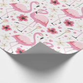 Papier Cadeau Aquarelle tropicale Flamingo rose pâle (Coin)