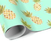 Papier Cadeau Aquarelle tropicale Motif d'ananas (Coin rond)