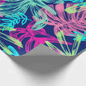 Papier Cadeau Aquarelle tropicale Néon Feuille | (Coin)