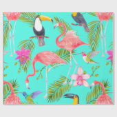 Papier Cadeau Aquarelle tropicale oiseaux sans couture motif (Plat)