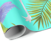 Papier Cadeau Aquarelle tropicale oiseaux sans couture motif (Coin rond)