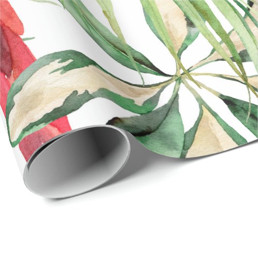 Papier Cadeau Aquarelle tropicale sans coutures motif avec perro (Coin rond)