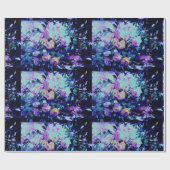 Papier Cadeau Aquarelle turquoise et violette moderne (Plat)