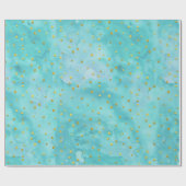 Papier Cadeau Aquarelle Turquoise Faux Gold Cadeau Pois (Plat)