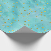 Papier Cadeau Aquarelle Turquoise Faux Gold Cadeau Pois (Coin)