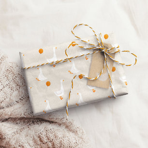 Papier Cadeau Aquarelle Une oie soie Fleur sauvage 1er anniversa