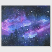 Papier Cadeau Aquarelle Universe de l'espace galaxique violet (Plat)