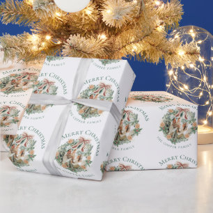 Papier Cadeau Aquarelle Verdure Wreath Photo Noël