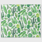 Papier Cadeau Aquarelle vert cactus Botanique motif Nature (Plat)