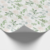 Papier Cadeau Aquarelle vert et fleurs blanches Motif (Coin)
