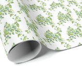 Papier Cadeau Aquarelle vert eucalyptus feuillage vert (Coin rond)