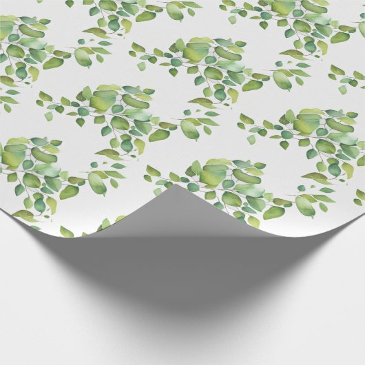 Papier Cadeau Aquarelle vert eucalyptus feuillage vert (Coin)