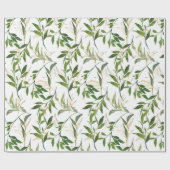 Papier Cadeau Aquarelle Vert feuillu (Plat)