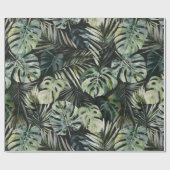 Papier Cadeau Aquarelle Vert Forêt tropicale Feuille Motif (Plat)